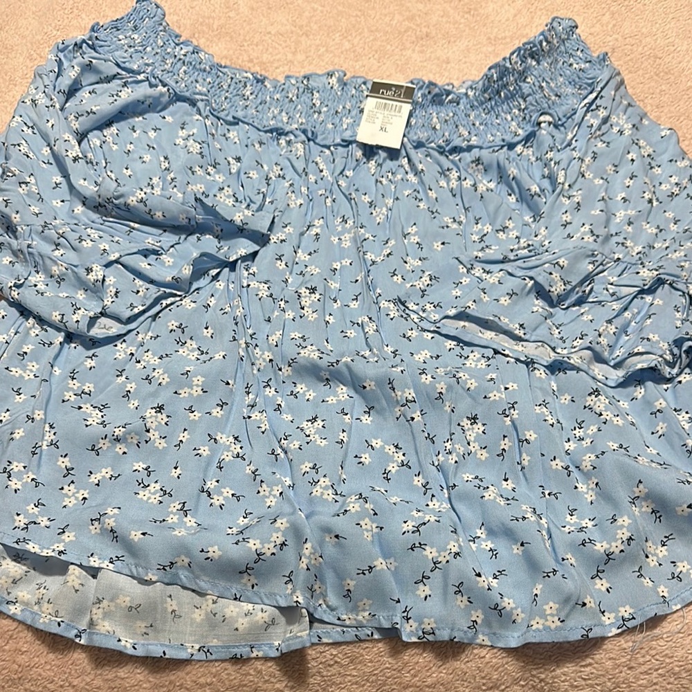 Floral Blue Smocked Skirt